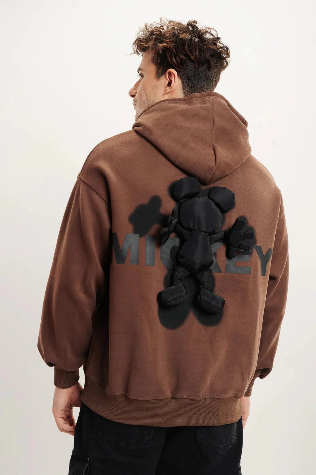 Brown Mickey Mouse 3D Back Design Hoodie