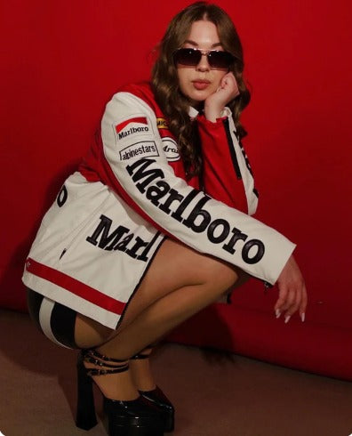 Marlboro Racing Red & White Leather Jacket