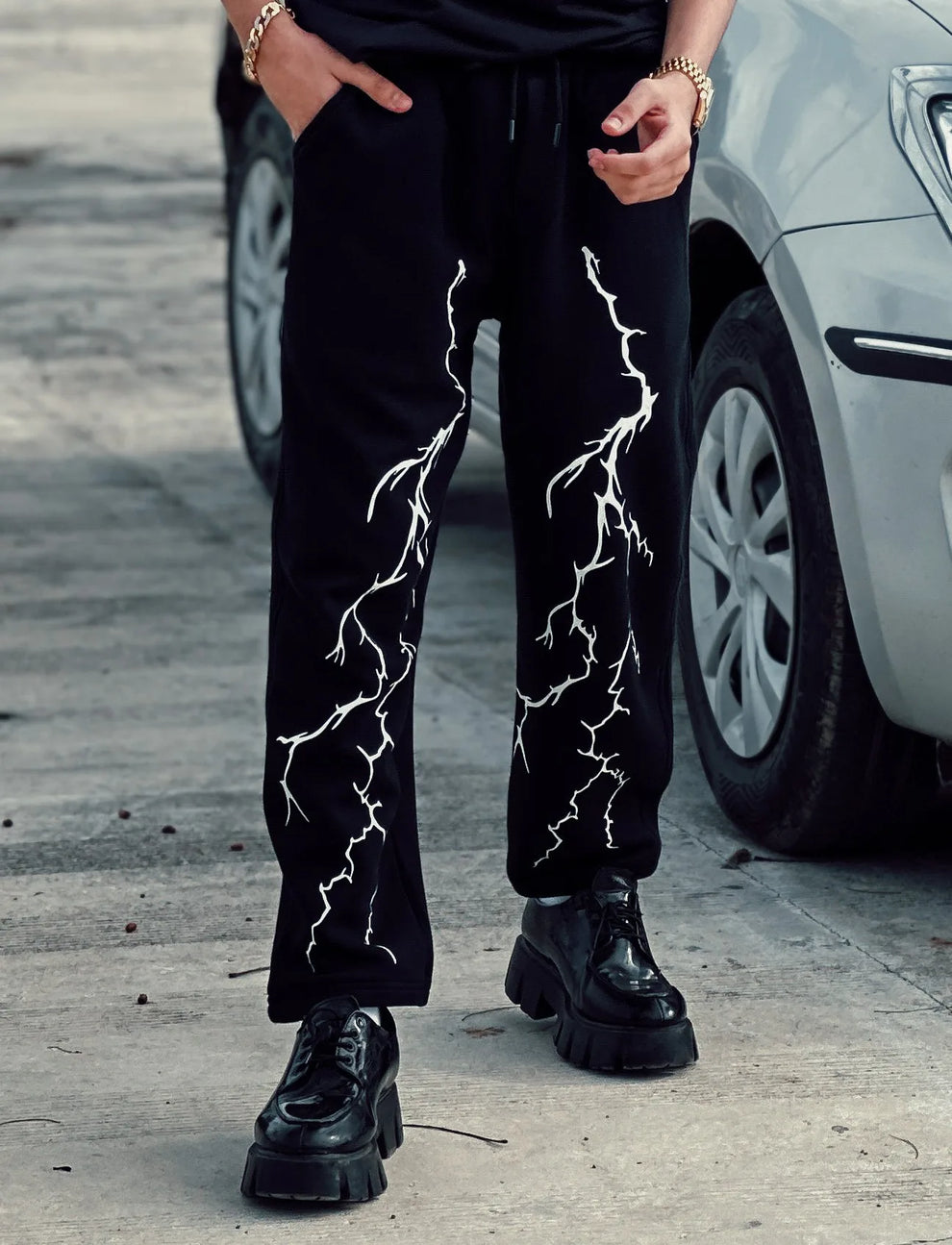 Thunderstrike Lightning Print Joggers - Black Edition