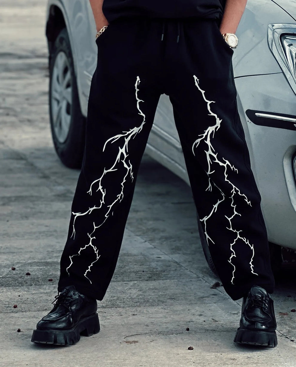 Thunderstrike Lightning Print Joggers - Black Edition