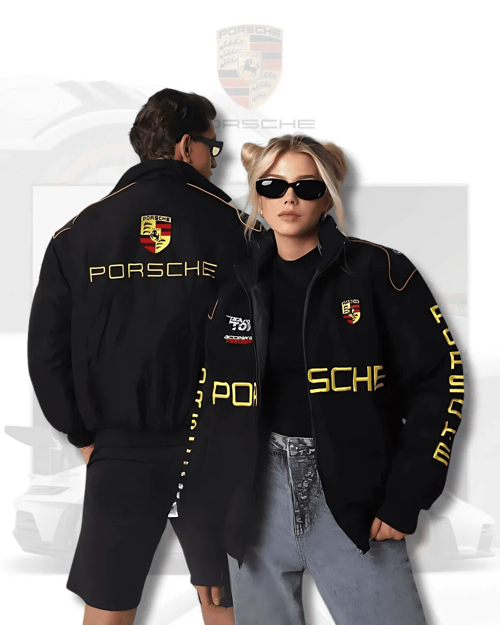 Porsche GT2 RS Racing Team Jacket – Black with Yellow Logo Detailing