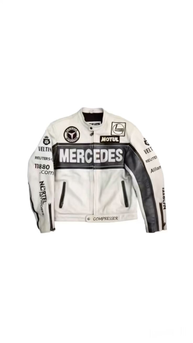 Mercedes White Racing Leather Jacket