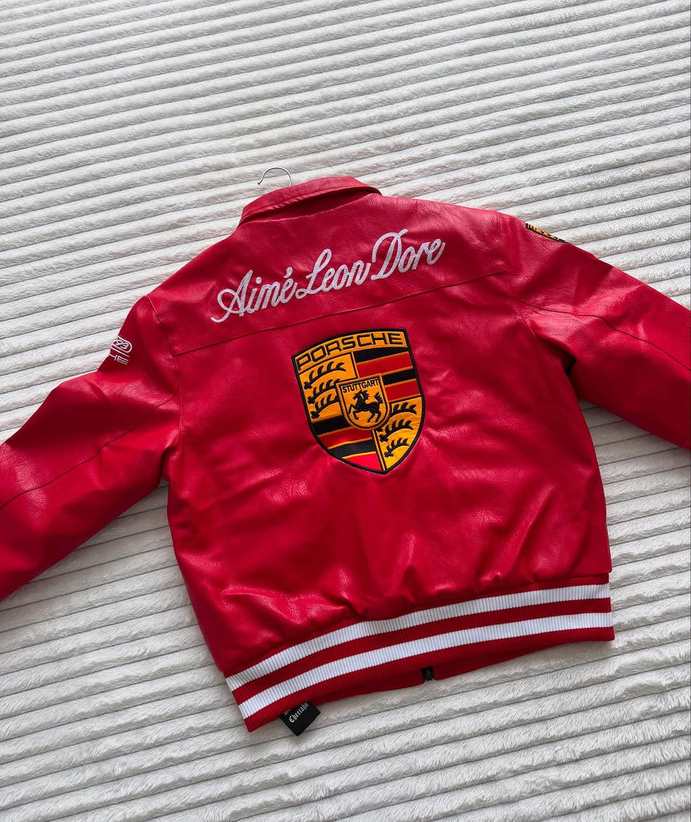 Porsche Red Leather Racing Jacket