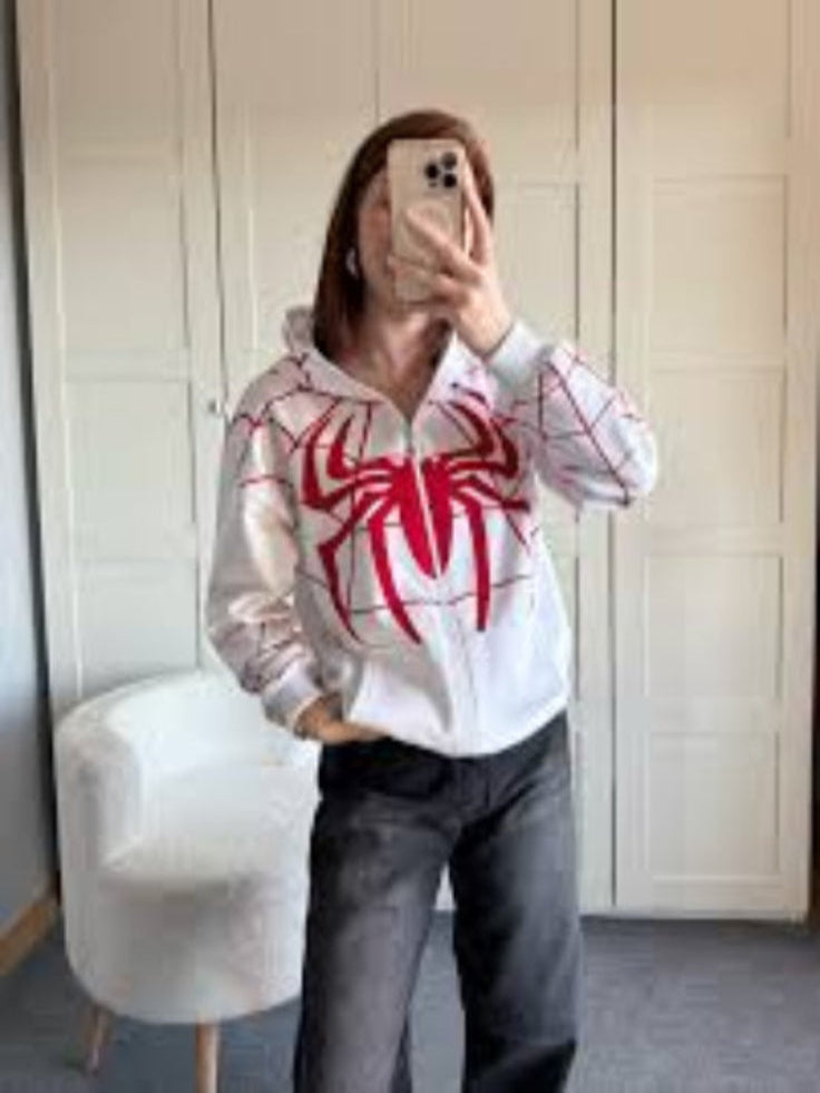 Spider-Gwen Inspired White & Pink Web Hoodie