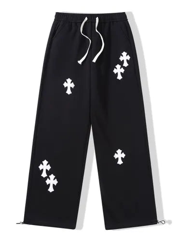 Black Cross Patch Track Pants