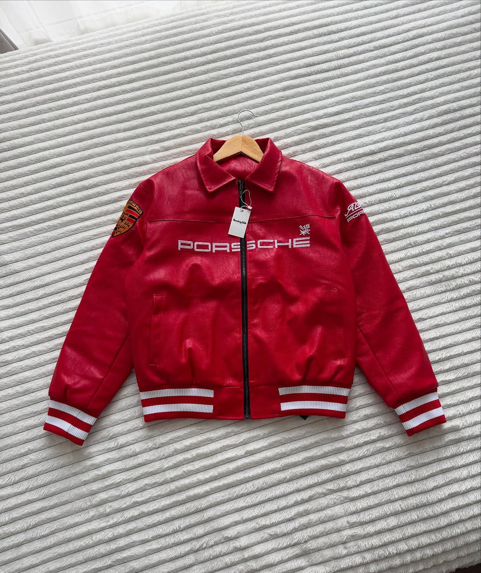 Porsche Red Leather Racing Jacket