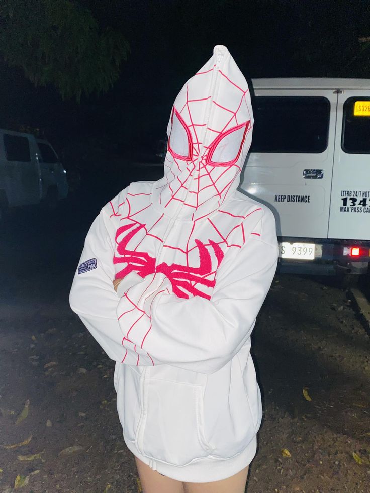 Spider-Gwen Inspired White & Pink Web Hoodie