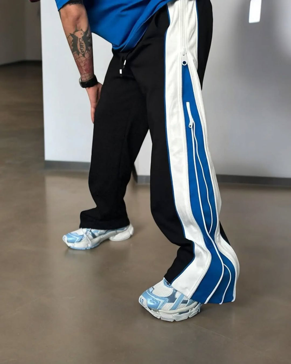 Blue Wave Side-Stripe Track Pants