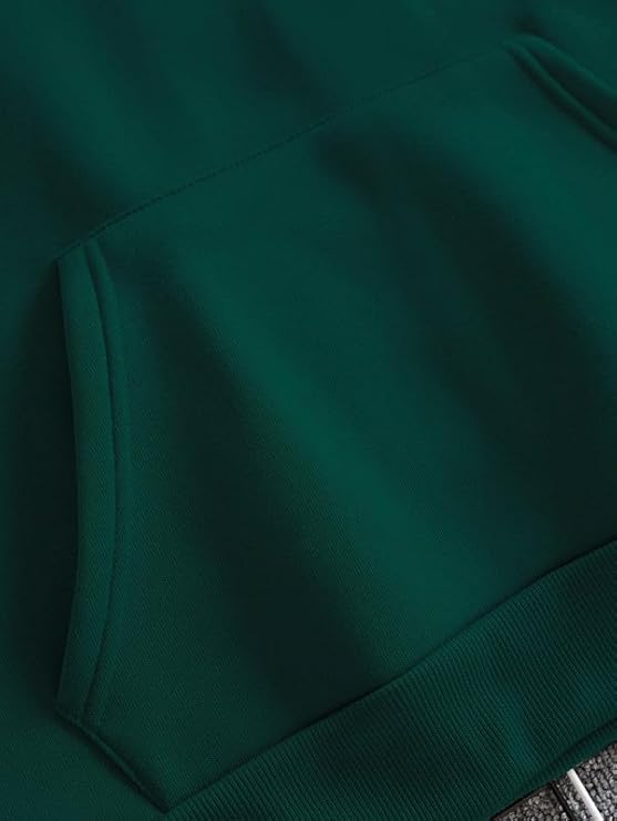Dark Green Oversized Hoodie with Front Pocket and Drawstrings