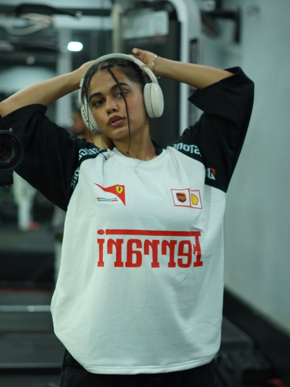 Sporty Streetwear Ferrari-Inspired Oversized T-Shirt