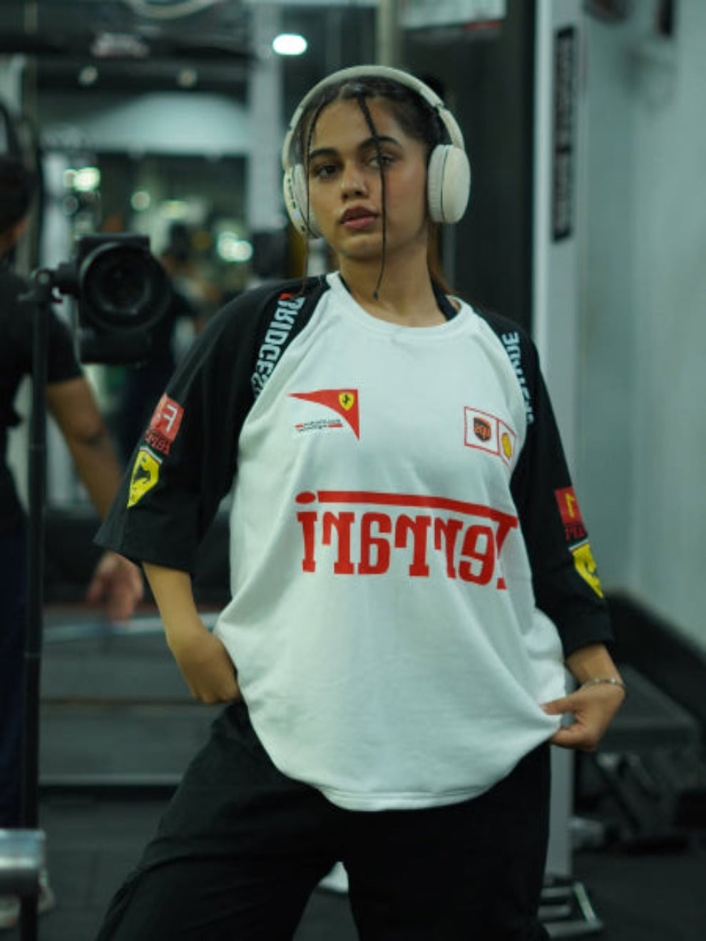 Sporty Streetwear Ferrari-Inspired Oversized T-Shirt
