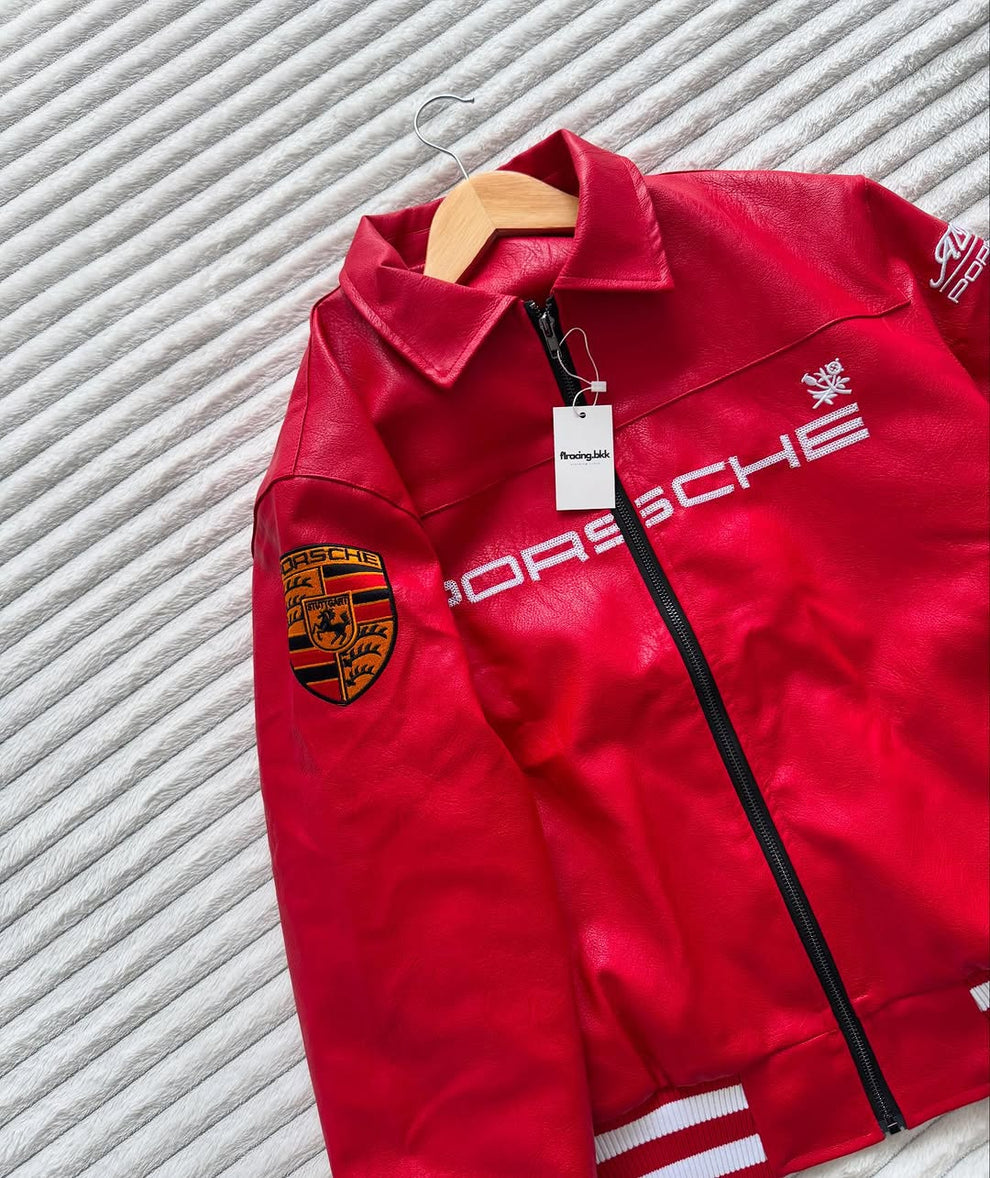 Porsche Red Leather Racing Jacket