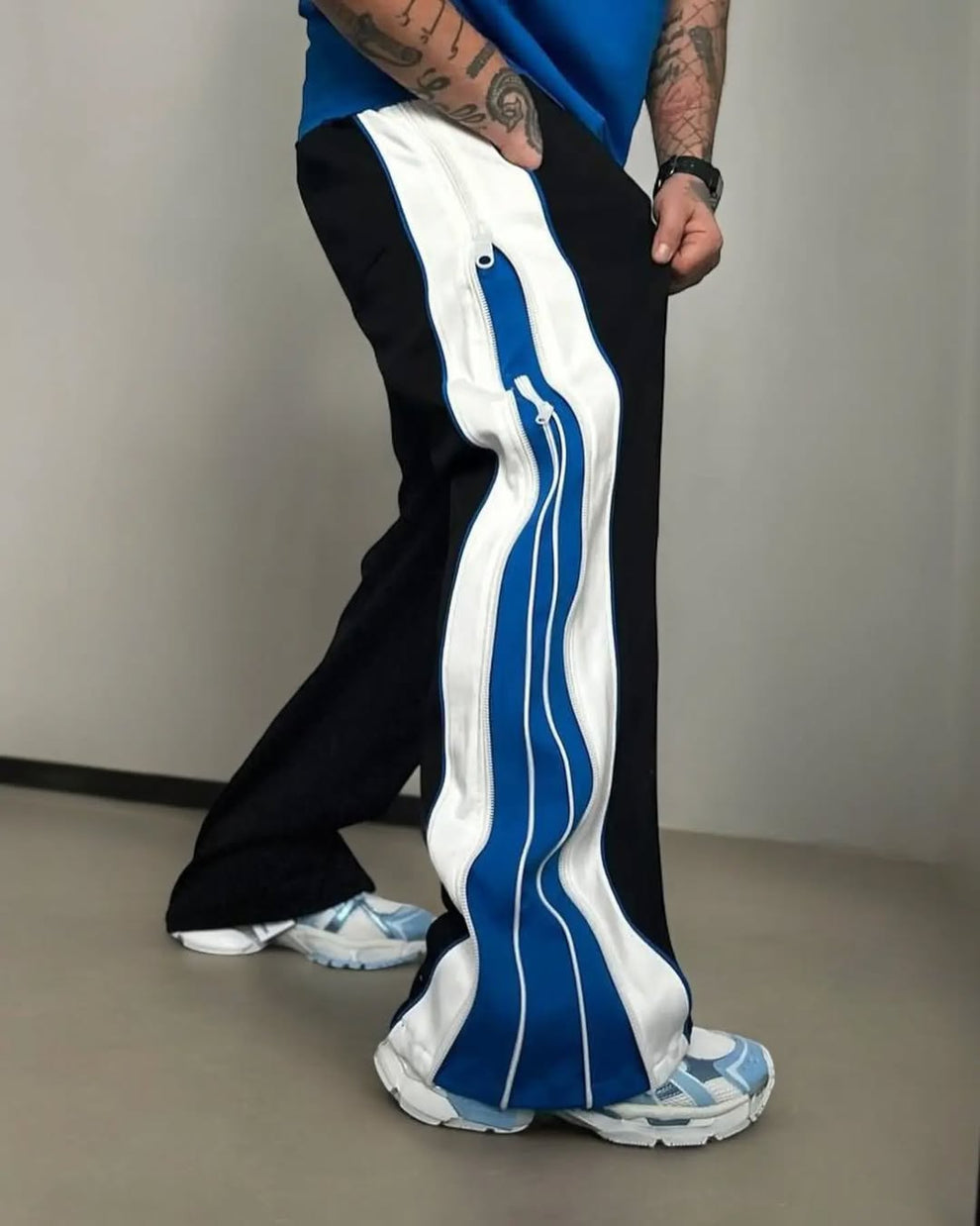 Blue Wave Side-Stripe Track Pants