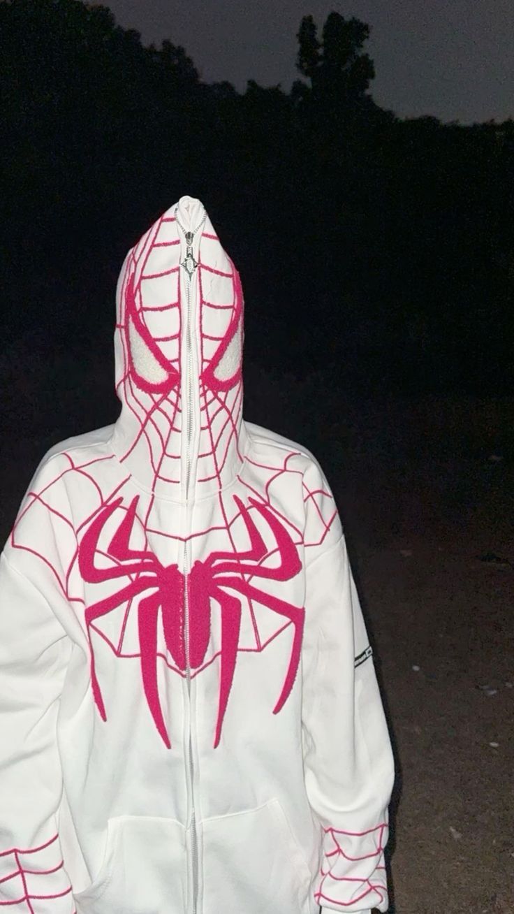 Spider-Gwen Inspired White & Pink Web Hoodie
