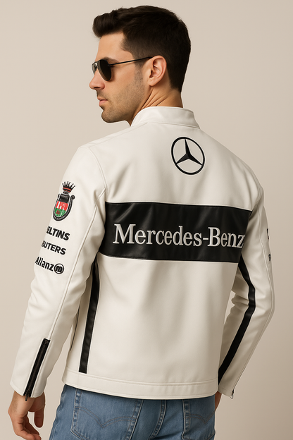Mercedes White Racing Leather Jacket