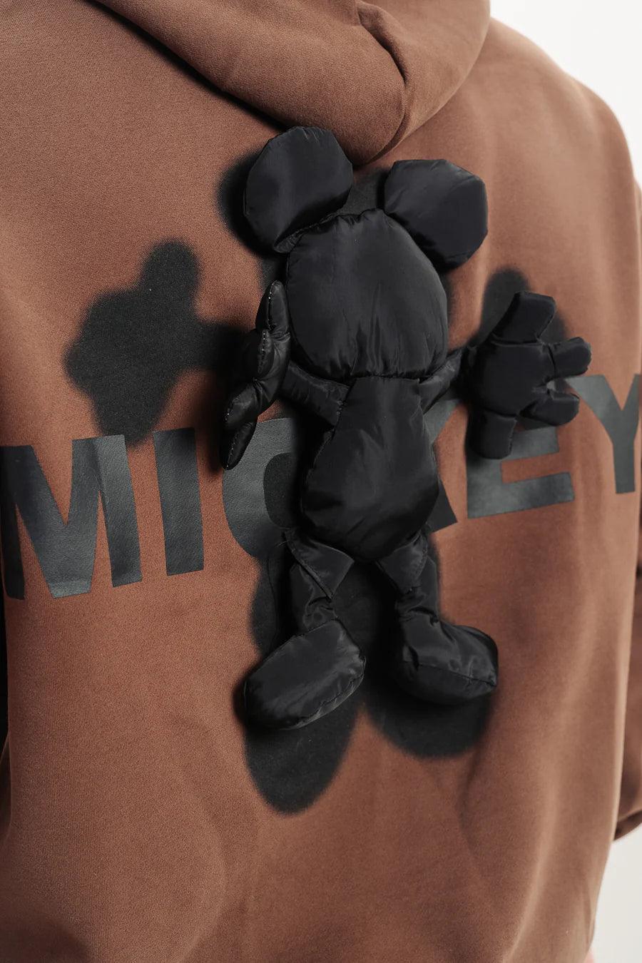 Brown Mickey Mouse 3D Back Design Hoodie