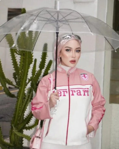Pink & White Ferrari Racing Jacket