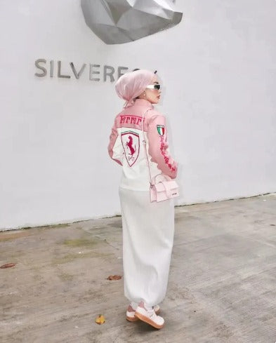 Pink & White Ferrari Racing Jacket