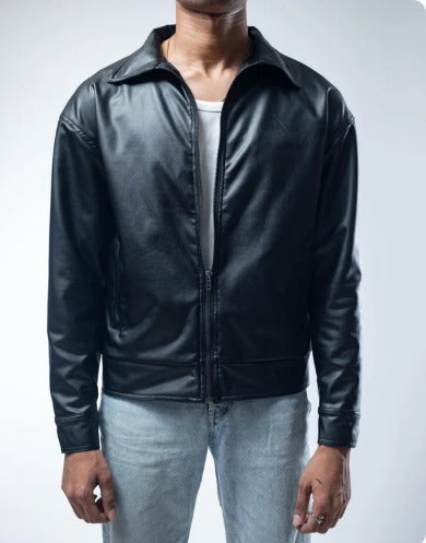 Classic Black Faux Leather Jacket
