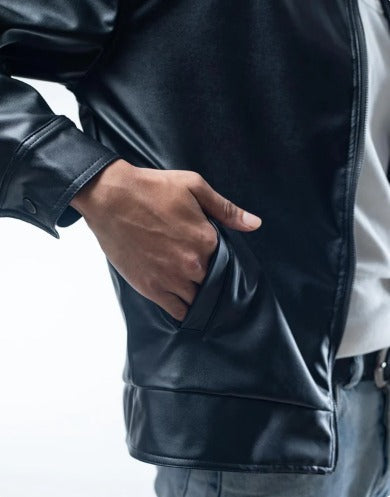 Classic Black Faux Leather Jacket