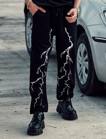 Thunderstrike Lightning Print Joggers - Black Edition