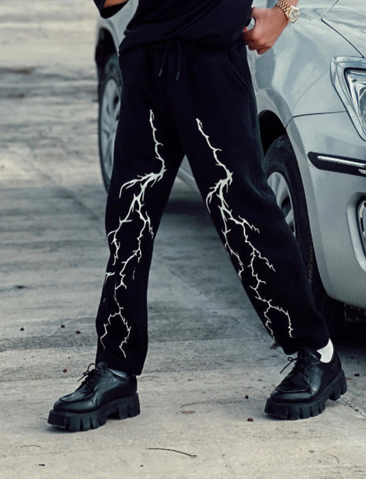 Thunderstrike Lightning Print Joggers - Black Edition