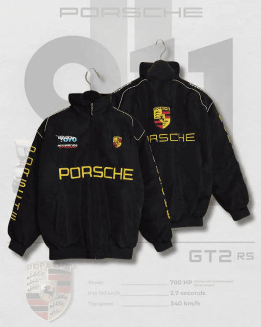 Porsche GT2 RS Racing Team Jacket – Black with Yellow Logo Detailing