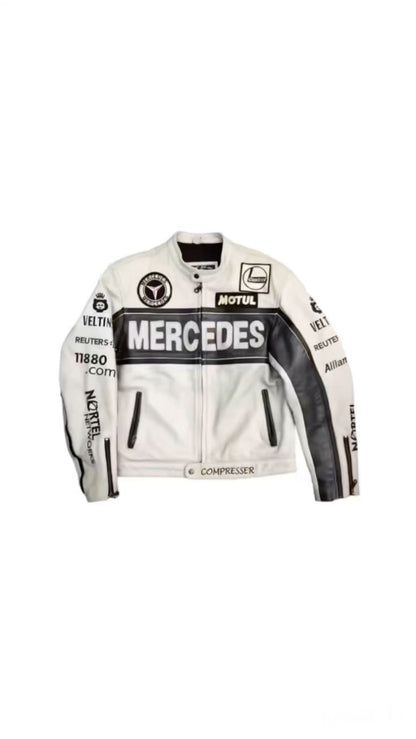 Mercedes White Racing Leather Jacket