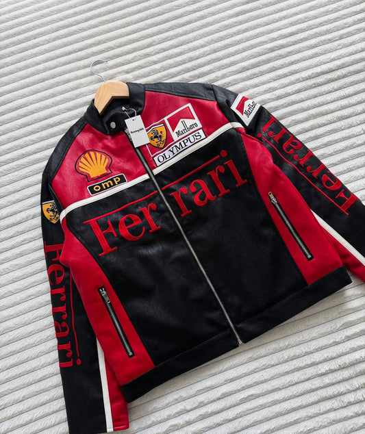 Ferrari Racing-Inspired Leather Jacket