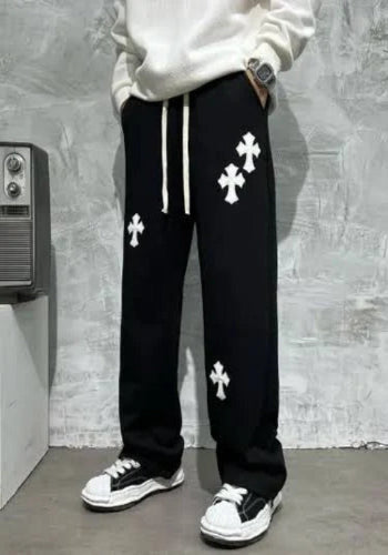 Black Cross Patch Track Pants