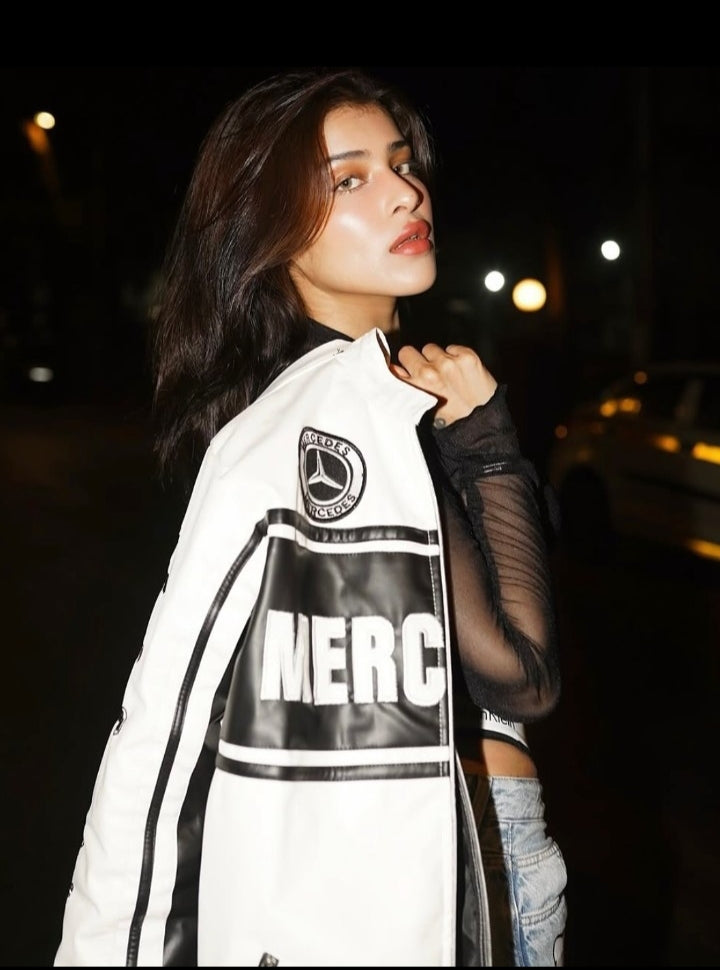 Mercedes White Racing Leather Jacket