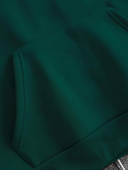 Dark Green Oversized Hoodie with Front Pocket and Drawstrings