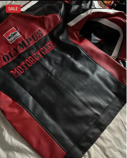 Ferrari Racing Team Leather Jacket – Black & Red Moto Style