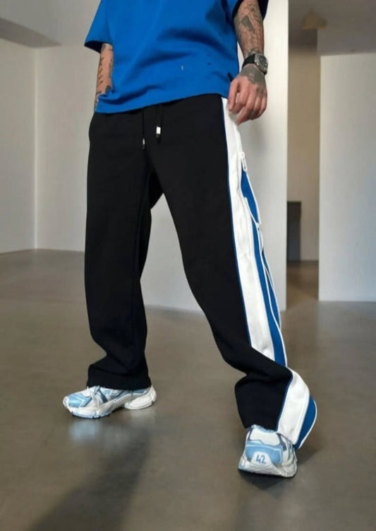 Blue Wave Side-Stripe Track Pants