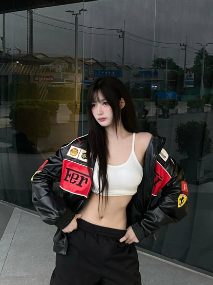Ferrari F1 Racing Black & Red Leather Jacket – Scuderia Motorsport Edition